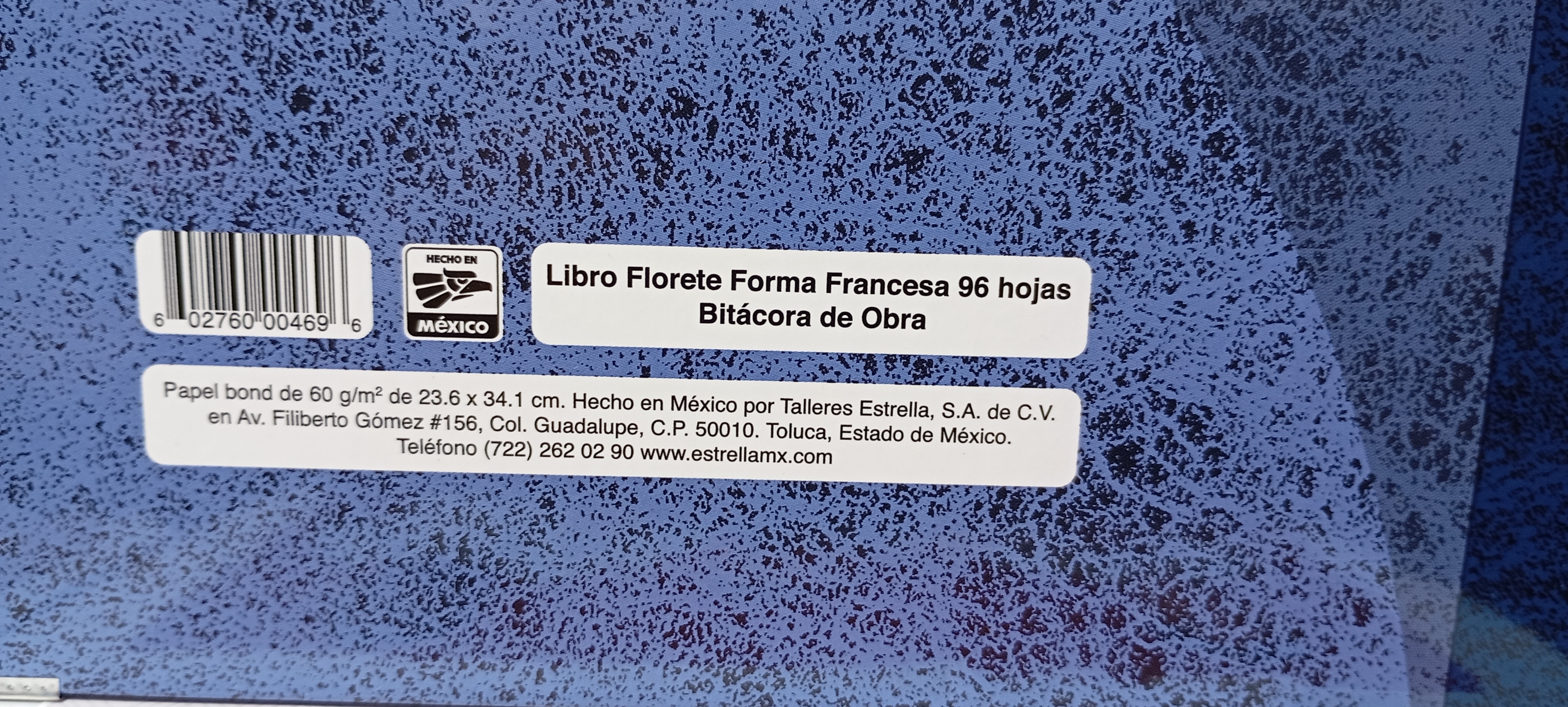 LIBRO FLORETE FORMA FRANCESA BITACORA DE OBRA 96 HOJAS MARCA ESTRELLA