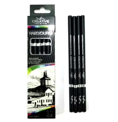 IND0352 SET12LAPIZ CARBONCILLO PROFESIONAL DURO DURO/HARD INDRA CREATIVE $100.00