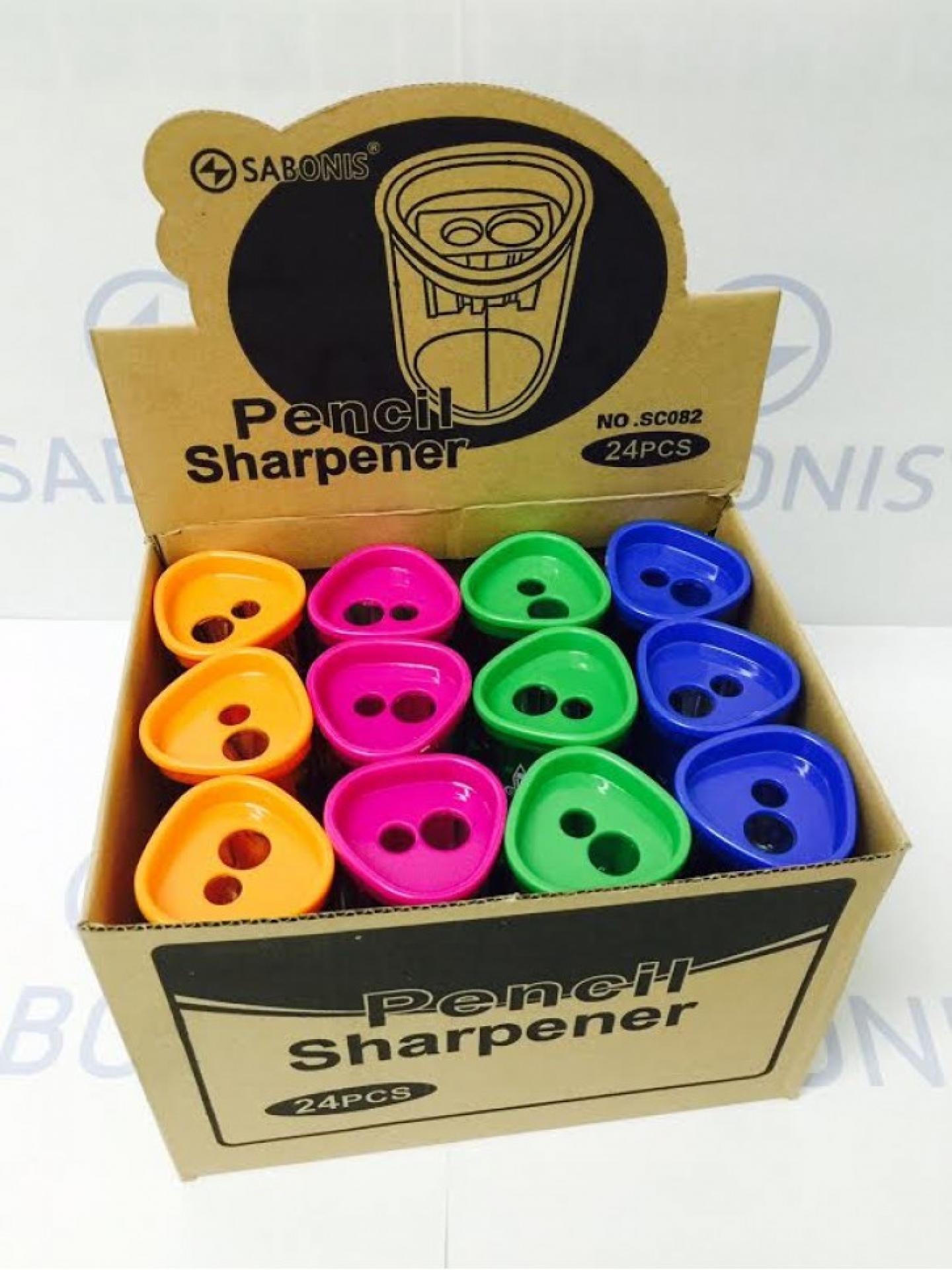 SC082 CAJA 24 SACAPUNTAS CON DOS ORIFICIOS Y CON DEPÓSITO PARA BASURA.