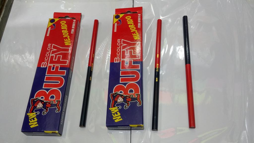 BICOLOR DELGADO HEXAGONAL BUFY CAJA CON 12 PIEZAS