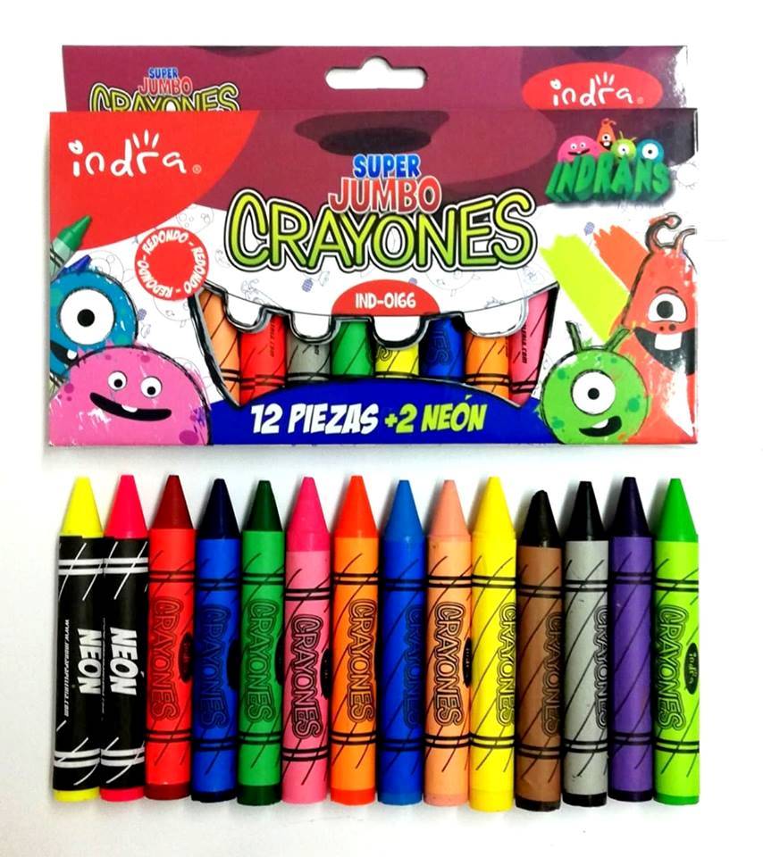 IND0166CRAYÓNNEON SUPER YUMBO 12+2 IND0166 MÍNIMO 12 PIEZAS 01072 $38.00