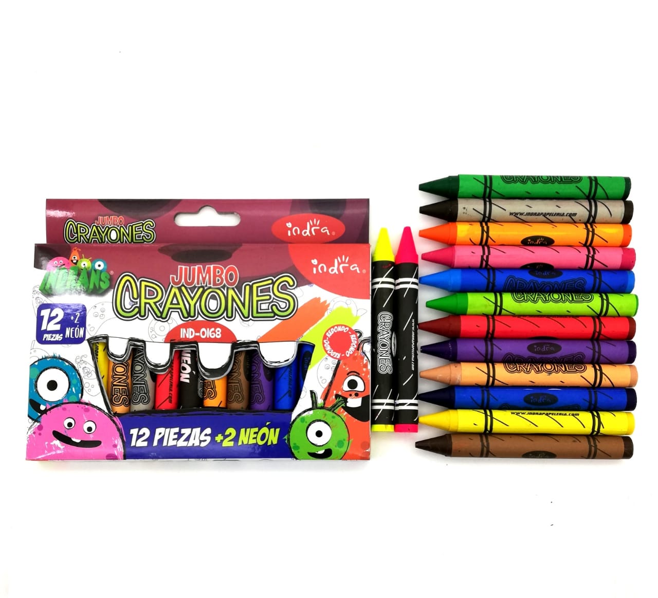 IND0168CRAYÓNNEON REDONDO Y YUMBO 12+2 IND0168 MÍNIMO 12 PIEZAS 01067 $28.00