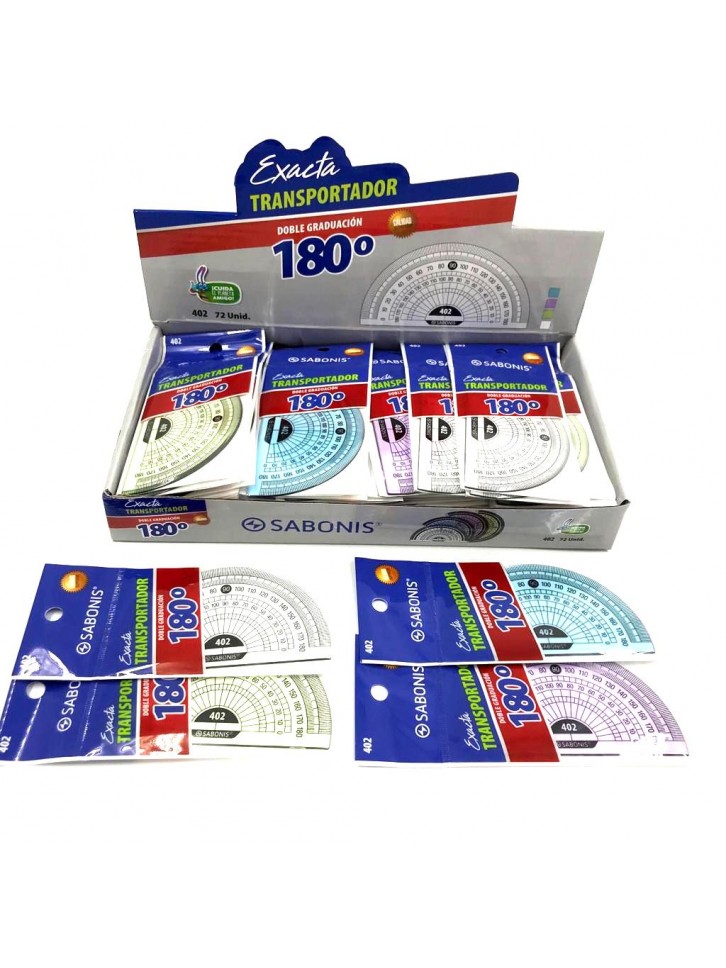 T402 TRANSPORTADOR 180° DOBLE GRADUACIÓN