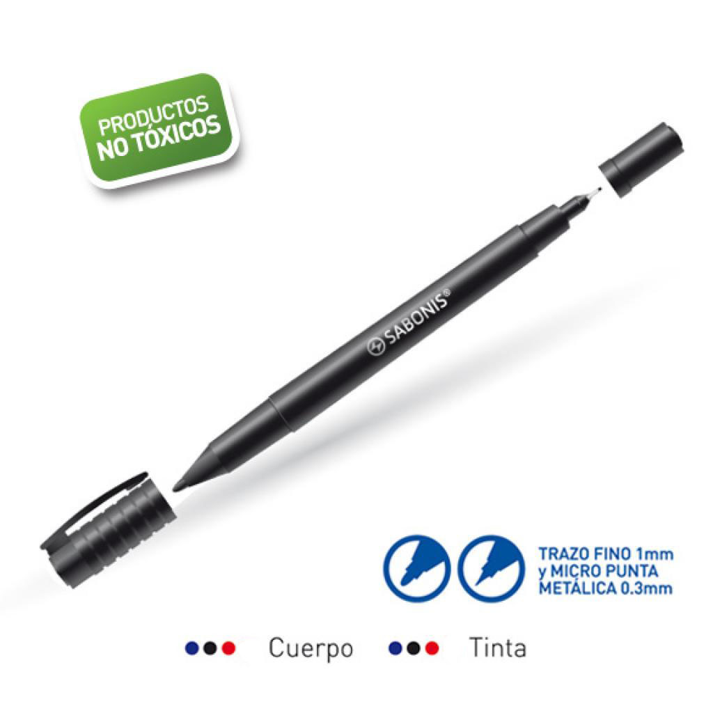 D886 CAJA 12 MARCADOR PERMMANTE 2 PUNTAS UNA PUNTA FINA Y UNA PUNTA MÁS GRUESA.