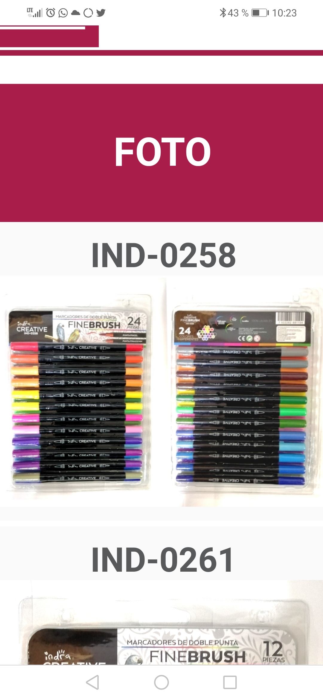 IND0258ROTULADORFINEBRUSH DOBLE PUNTA CREATIVE $180.00