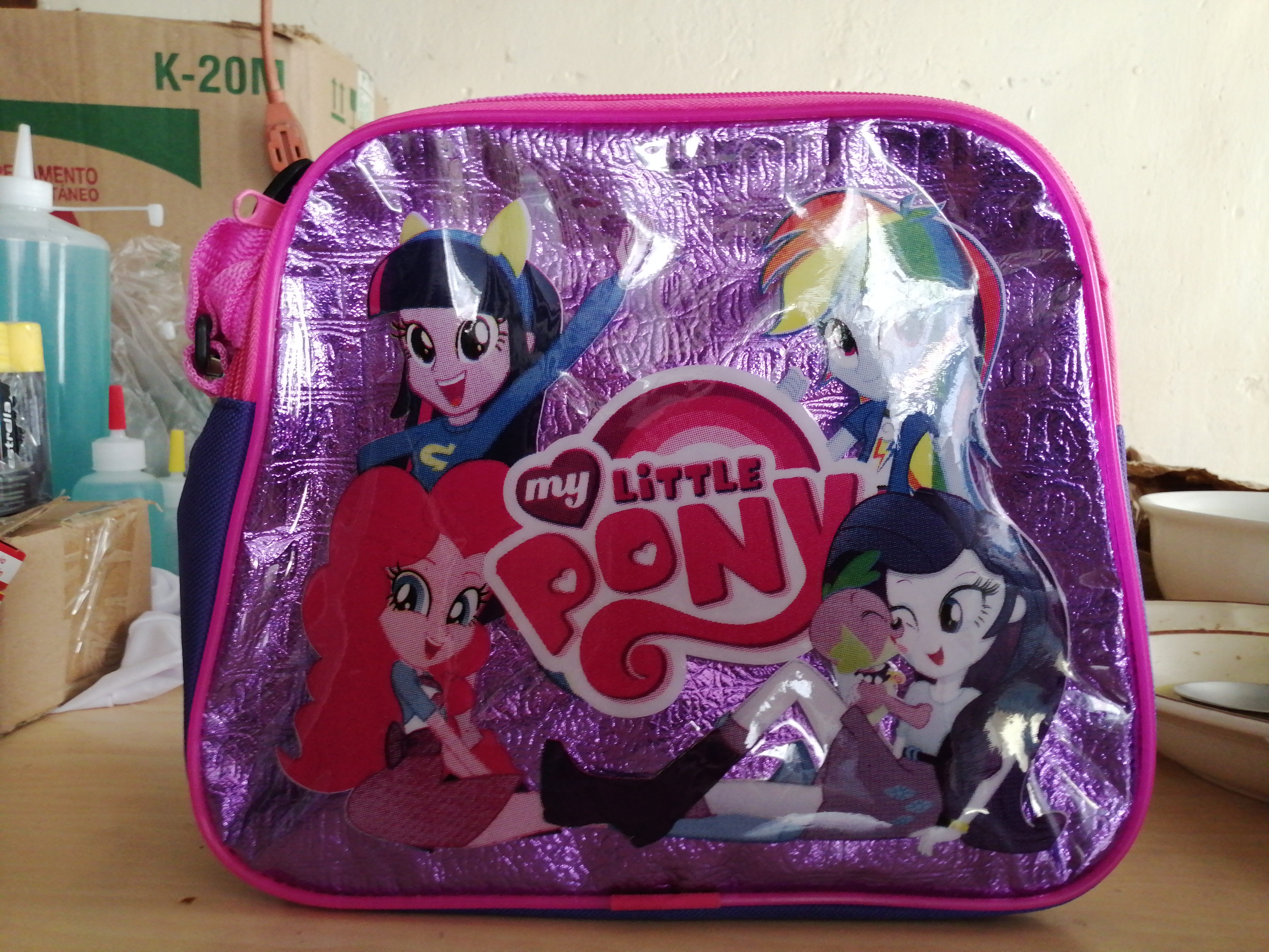 LONCHERA CON CIERRE HAY EN POLIESTER Y HAY EN TRANSPARENTE.