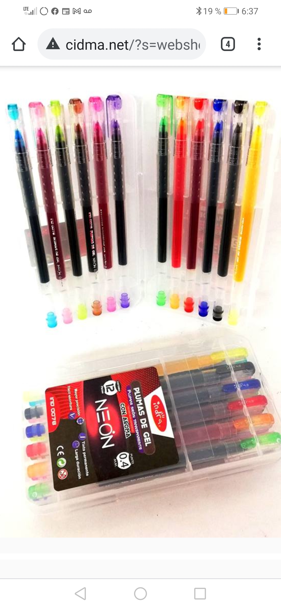 Ind0078R ESTUCHE12 PLUMAS DE GEL NEON IND0078R 30027 $65.00