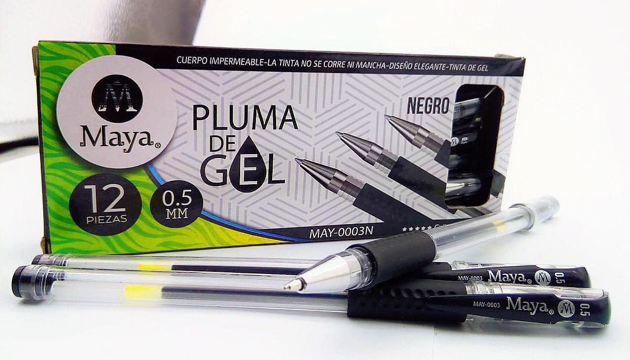 PLUMA GEL CAJA CON 12 MAY 0003 MÍNIMO 3 CAJAS 01106 HAY NEGRO, ROJO Y, AZUL  60011