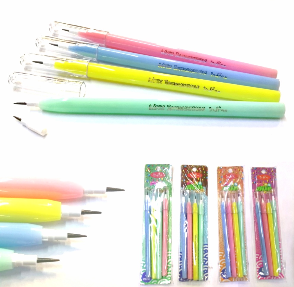 IND0220SET4LÁPICES PUNTAS QUE SE INTERCAMBIAN MODELOS KAWAII $12.50