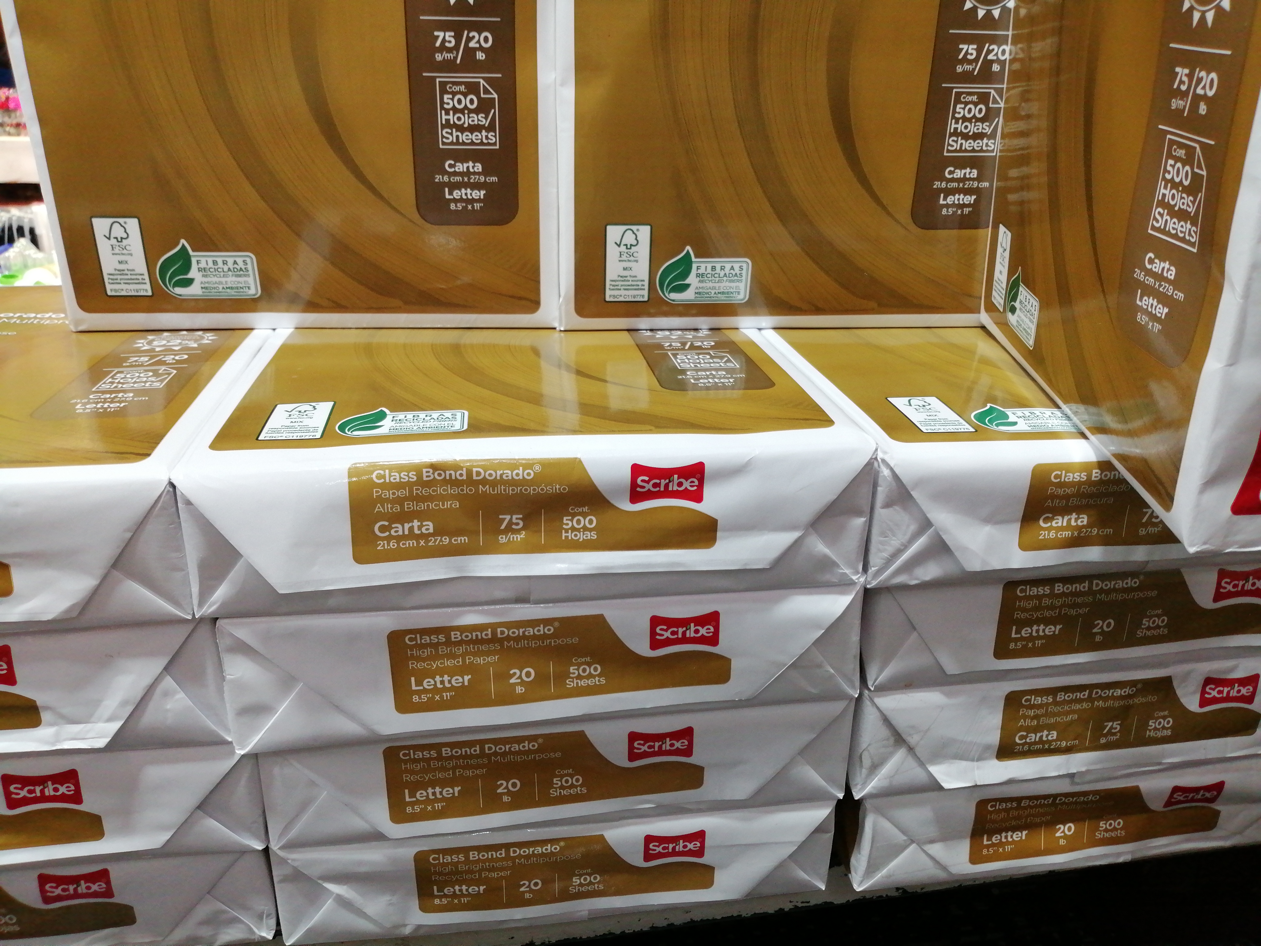 CAJA 5000 PAPEL CLASS BOND DORADO SCRIBE TAMAÑO CARTA.