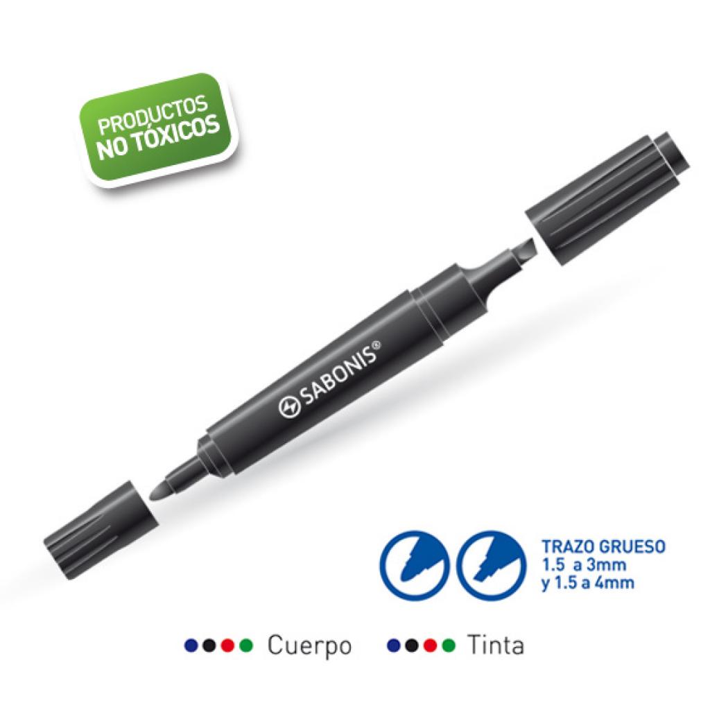 PU2006 CAJA 10 MARCADOR PERMANENTE 2 PUNTAS 1 PUNTA CONICA Y 1 PUNTA CINCEL 4 COLORES N. A. R. V.