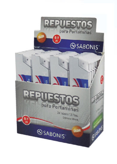 2B-7 CAJA 24 MINAS DE REPUESTO DE 0.7 MM.