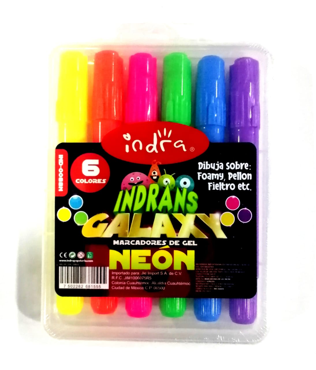 IND0088N SET6 MARCADOR DE GEL GALAXY NEON IND0088 30046 $50.00
