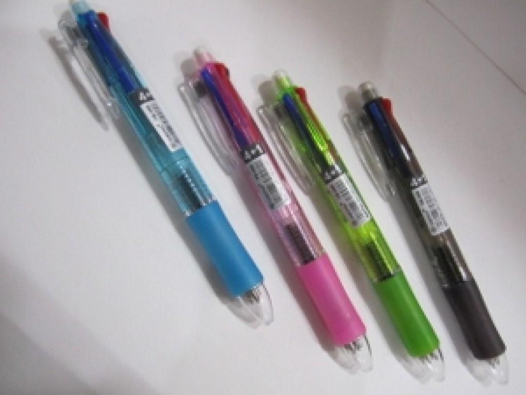 FB588 CAJA 12 LAPICERO 0.5 MM Y PLUMA 4 TINTAS N, A, R, V.