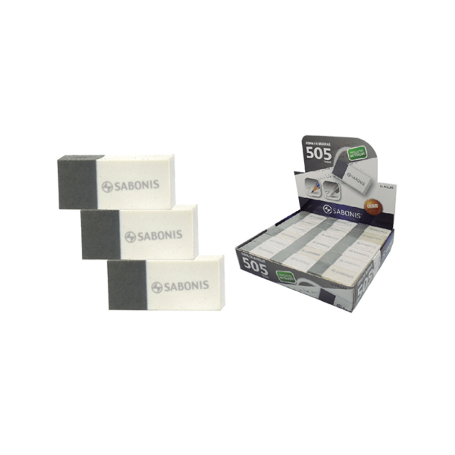 TR505 CAJA 36 GOMAS DOS COLORES BORRA LAPIZ BORRA TINTA